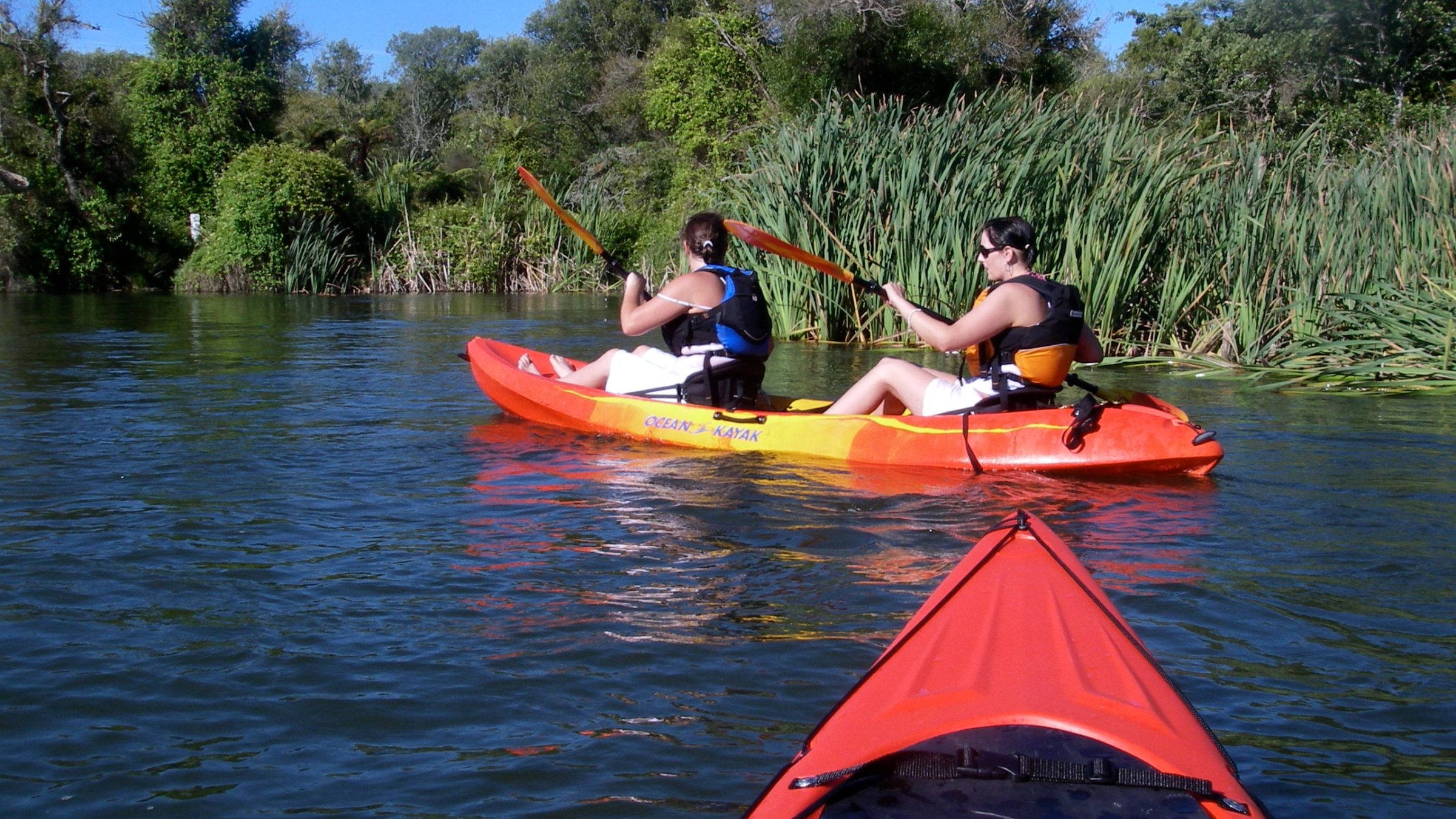 a group of people in a boat on a body of water